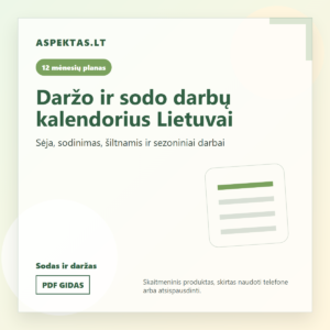 Daržo ir sodo darbų kalendorius Lietuvai - Aspektas.lt PDF gido viršelis