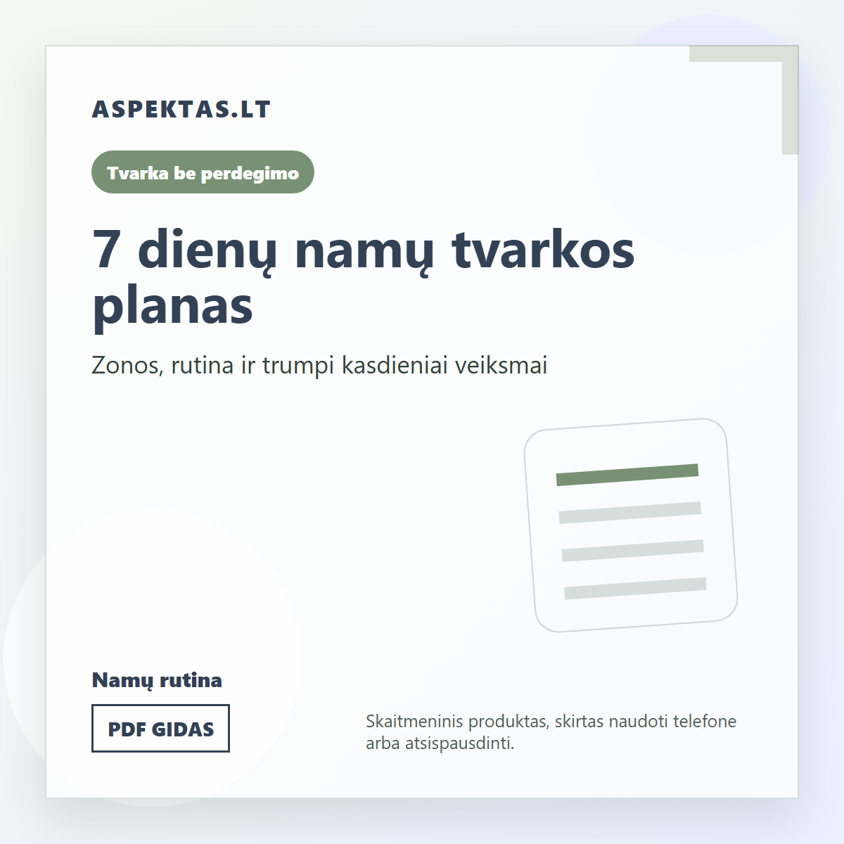 7 dienų namų tvarkos planas - Aspektas.lt PDF gido viršelis