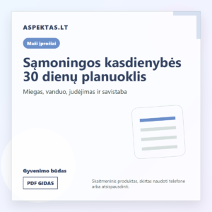 Sąmoningos kasdienybės 30 dienų planuoklis - Aspektas.lt PDF gido viršelis