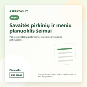 Savaitės pirkinių ir meniu planuoklis šeimai PDF viršelis