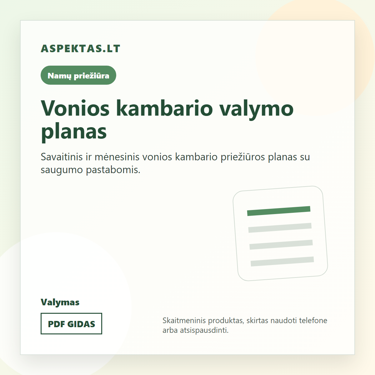 Vonios kambario valymo planas PDF viršelis